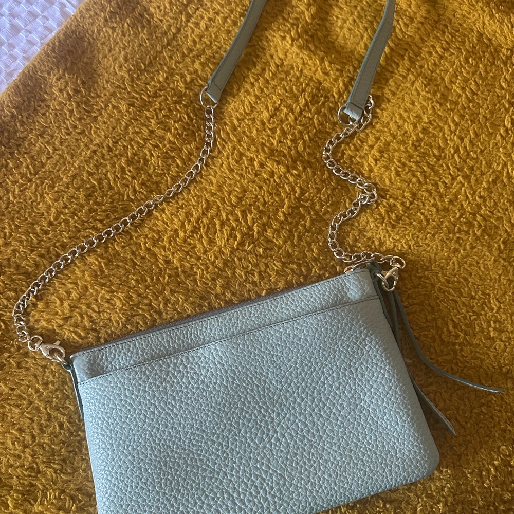 Fossil Light Green Leather Crossbody Bag